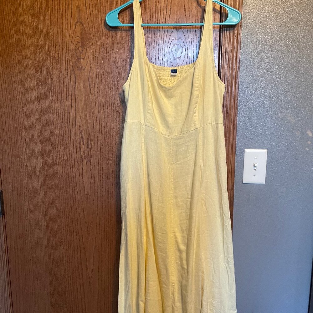 Fit & Flare Sleeveless Linen-Blend Midi Dress